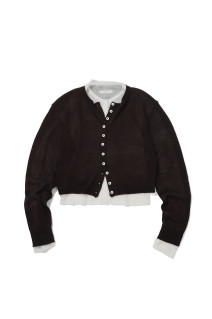 Layered Crewneck Cardigan -BROWN (62620531)