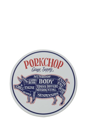 PORKCHOP CIRCLE STICKER / WHITE x BLUE