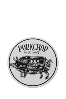 PORKCHOP CIRCLE STICKER / WHITE x BLACK