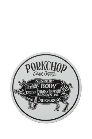 PORKCHOP CIRCLE STICKER / WHITE x BLACK