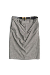 Double-Waist Drape Midi Skirt -GRAY(31262515603)