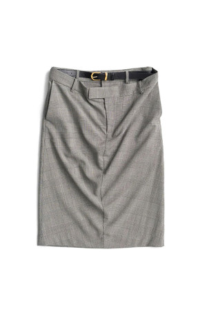 Double-Waist Drape Midi Skirt -GRAY(31262515603)