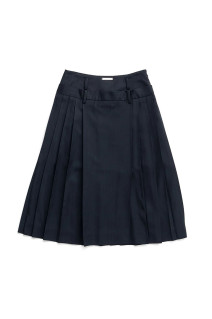 Double-Waist Pleated Skirt -NAVY(31262515902)