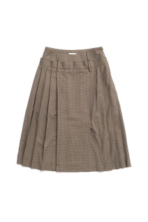 Double-Waist Pleated Skirt -NAVY(31262515902)