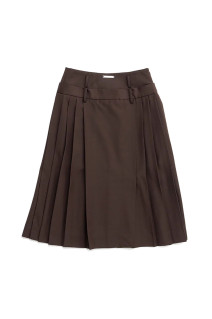 Double-Waist Pleated Skirt -NAVY(31262515902)