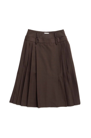 Double-Waist Pleated Skirt -BROWN(31262515902)