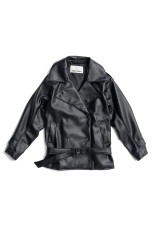 Boxy Middle Leather Trench Coat -BLACK(31262166402)