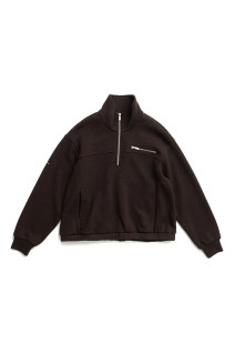 Wool Blend Half-Zip Top  -BROWN(31262415102)