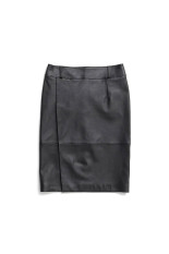 Sheepskin leather slit skirt -BLACK(31262515604)