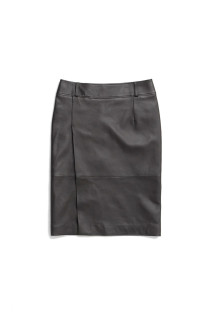 Sheepskin leather slit skirt -BLACK(31262515604)