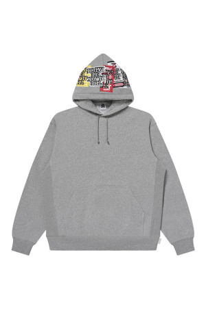 ASSORTED LABELS EMBROIDERED HOODIE - HEATHER GRAY（BEPFW26CS09）