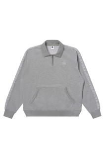 KANJI TAPED HEAVYWEIGHT HALF ZIP SWEAT - HEATHER GRAY（BEPFW26CS20）