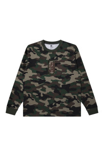 HWC LABEL WASHED CAMO HEAVYWEIGHT L/S TEE - WOODLAND CAMO（BEPFW26LT13）