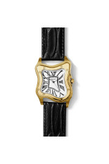 Laurent Watch Large Gold Case Leather Band White Dial（990496500071）