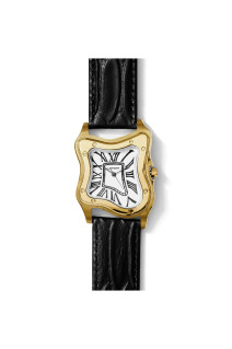 Laurent Watch Large Gold Case Leather Band White Dial（990496500071）