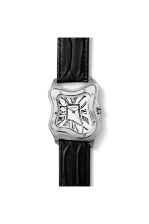 Laurent Watch Large Silver Case Leather Band White Dial（990496500088）