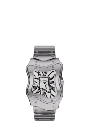Laurent Watch Large Silver Case Steel Band White Dial（990496500125）
