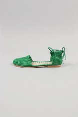 LACE UP RAFFIA SANDALA-GREEN(kise005) (~Size38)