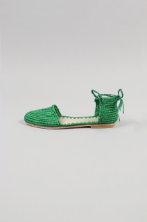 LACE UP RAFFIA SANDALA-GREEN(kise005) (~Size38)