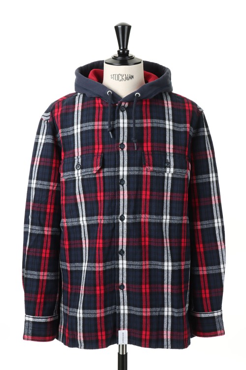 美品中古】Descendant STONER HOODED LS SHIRT Mサイズ ネルシャツ  